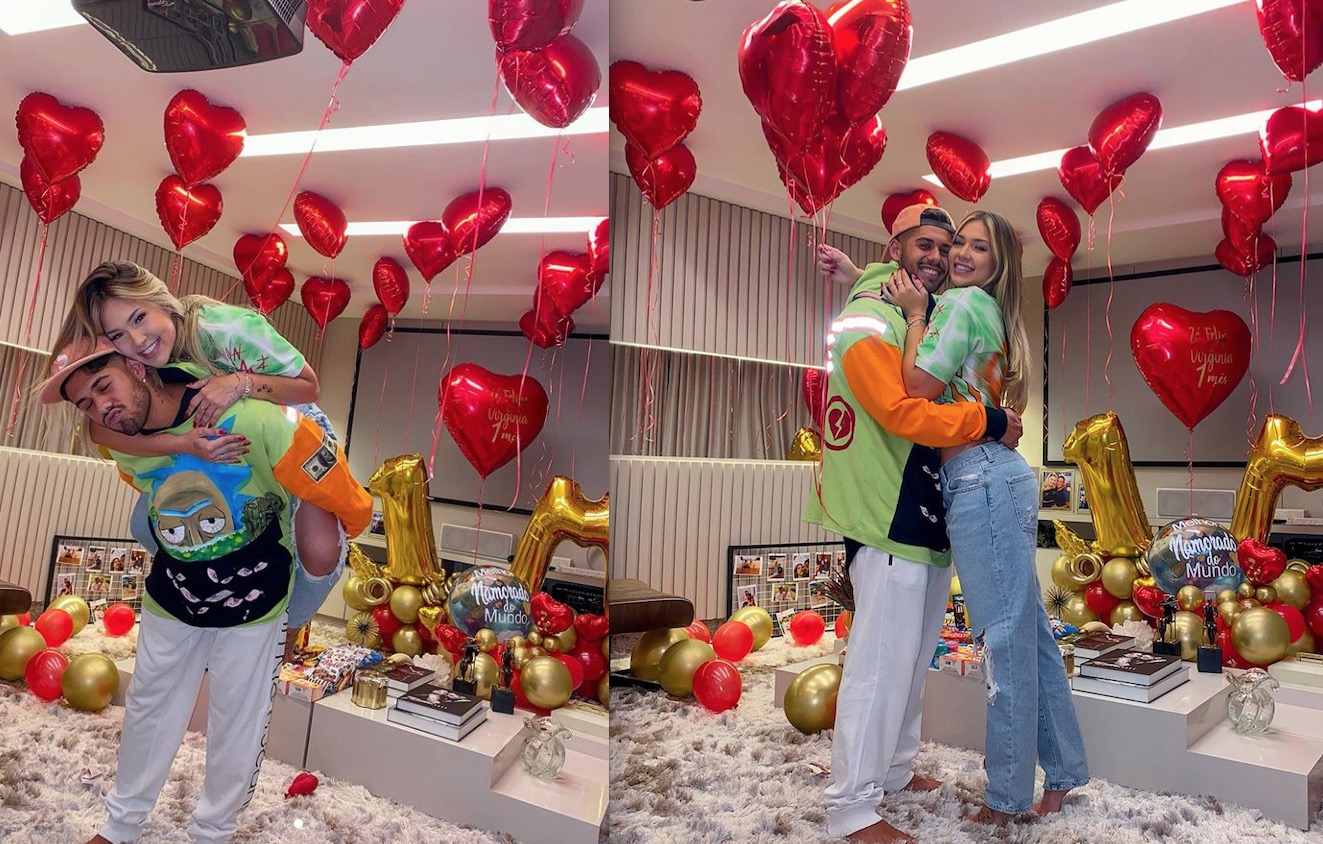 Noivos, Zé Felipe e Virgínia exibem comemoração de 1 mês de namoro; vídeo