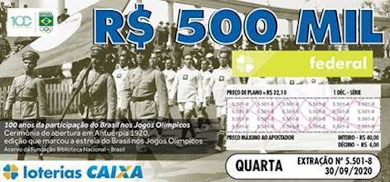 Bilhetes da Federal lembram 100 anos do Brasil nos Jogos Olímpicos