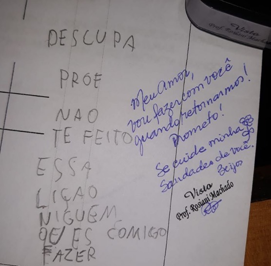 Justificativa de aluna por não ter feito atividade comove web