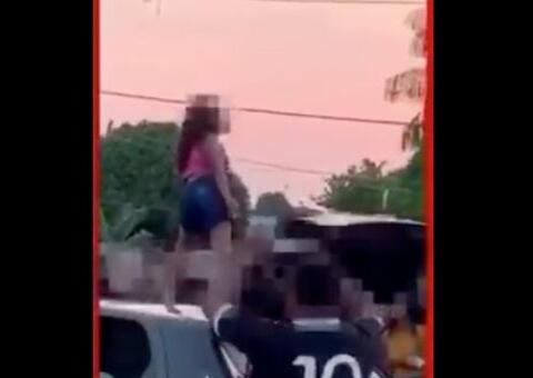 Polícia procura menina que aparece dançando funk no teto de carro em Manaus