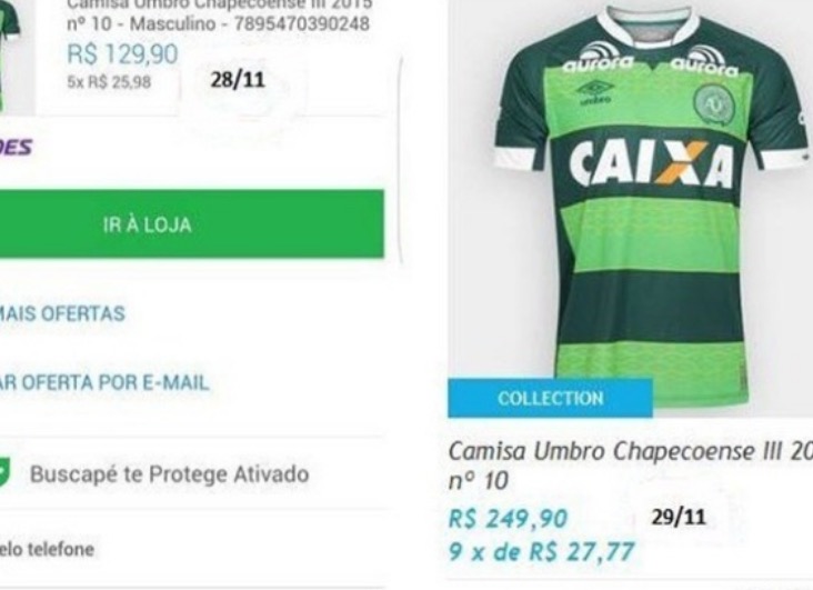 Preço da camisa da Chapecoense quase dobra e internautas criticam loja