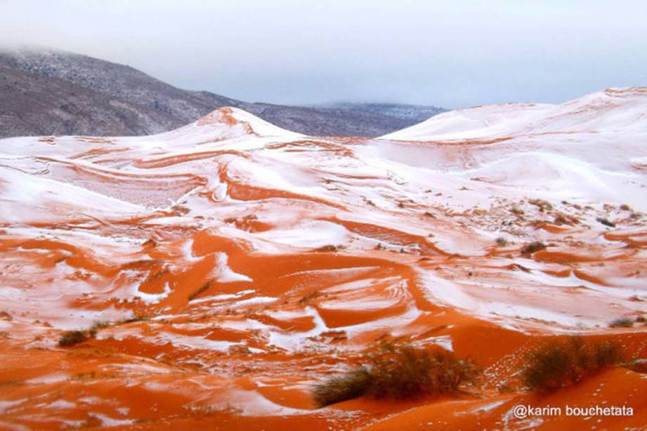 Deserto do Saara neva pela segunda vez e imagens impressionam