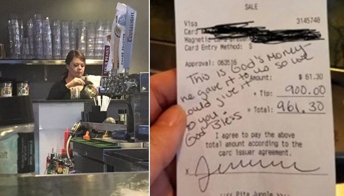 Garçonete grávida ganha gorjeta de R$ 3 mil