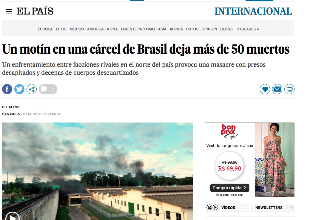 Matança em presídio no Amazonas é destaque na imprensa internacional