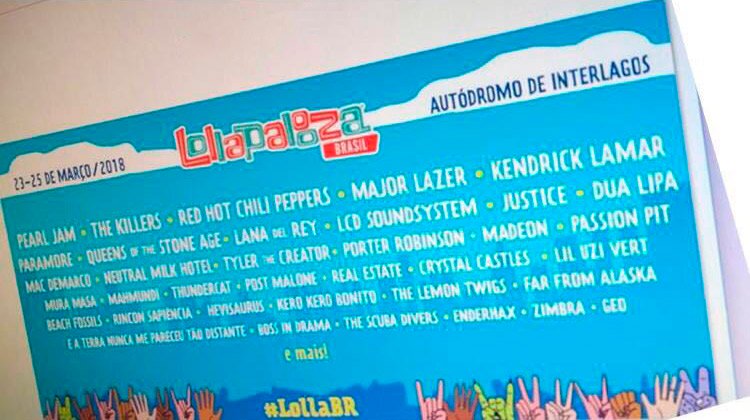 Imagem com suposto line-up do Lollapalooza 2018 vaza na internet