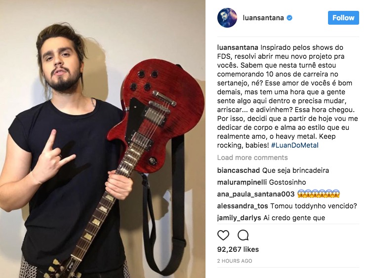 Luan Santana diz que vai abandonar o sertanejo e leva fãs à loucura