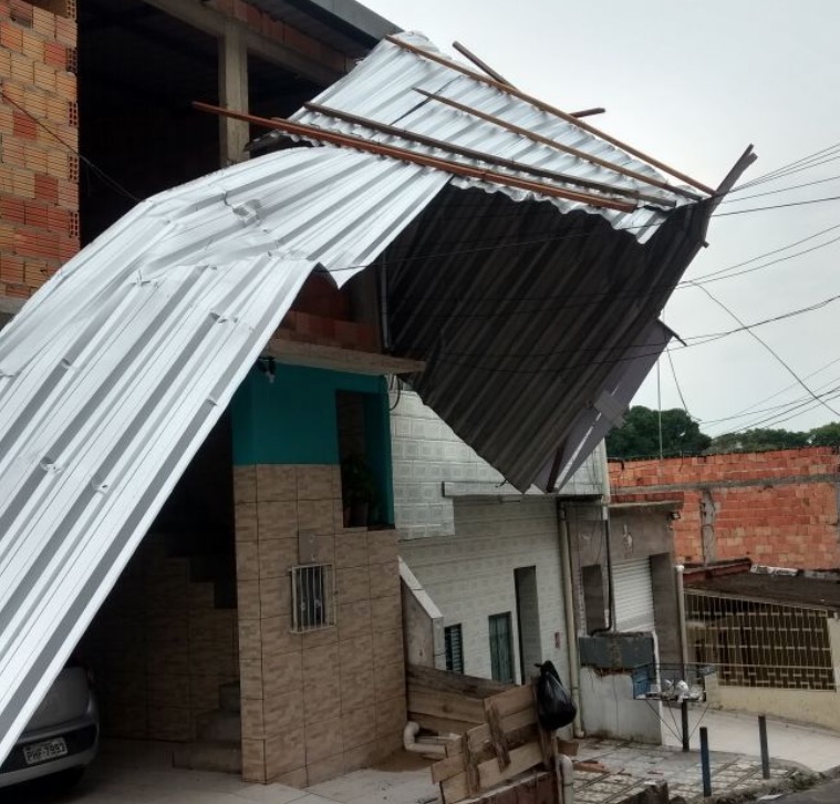 Chuva tomba árvore e destelha quatro casas em Manaus