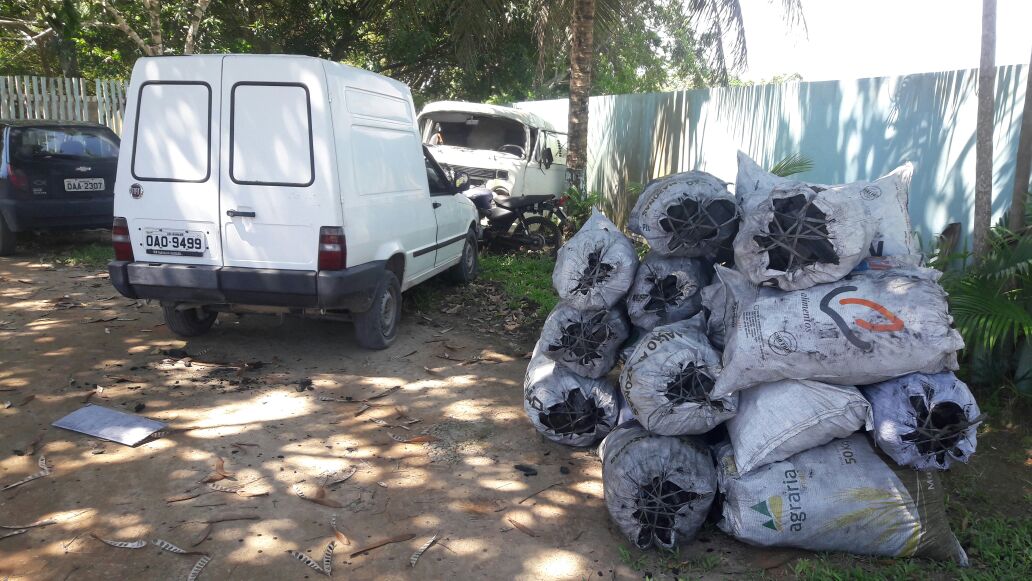 Carga de 24 sacos de carvão ilegal é apreendida dentro de veículo no Amazonas