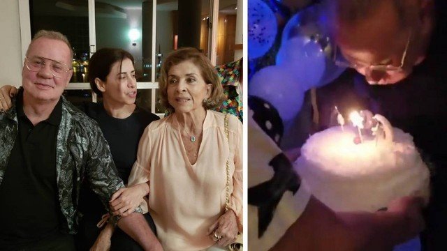 Luiz Fernando Guimarães é surpreendido em aniversário na companhia do marido e famosos