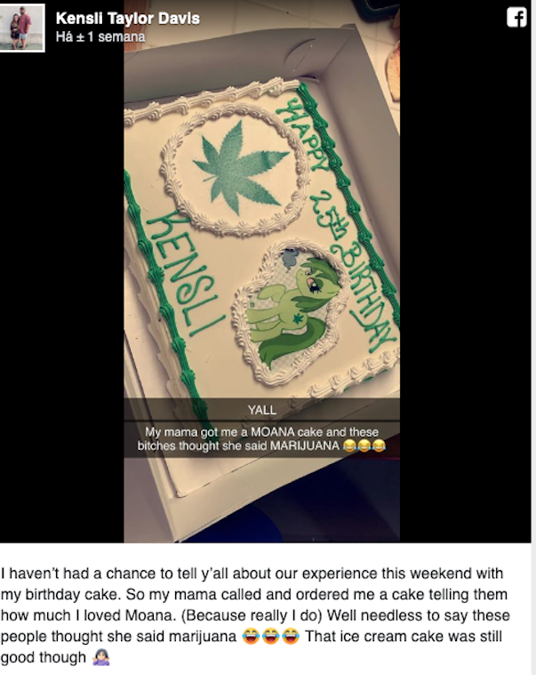 Confeitaria confunde pedido e faz bolo com tema de maconha 