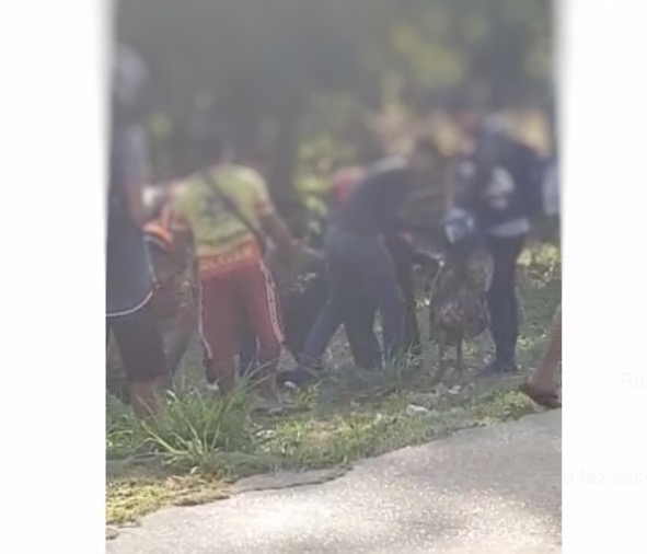 Suspeito de fazer arrastão com arma de brinquedo é dominado e espancado por vítimas em Manaus