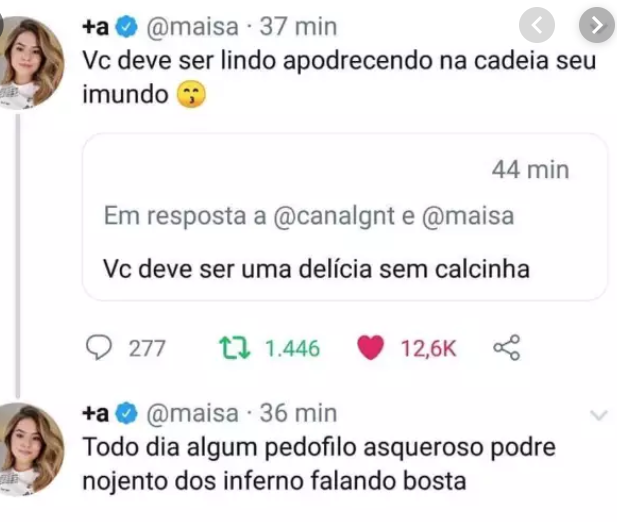 Maisa Silva rebate comentário pedófilo em rede social: ‘Seu imundo'