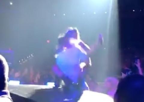 Lady Gaga despenca de palco após ser carregada por fã em show