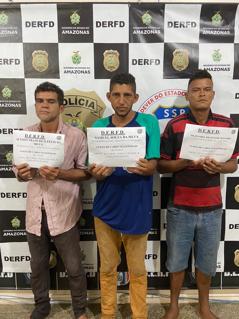 Trio é preso por furtos a cabos de cobre na zona Sul de Manaus 