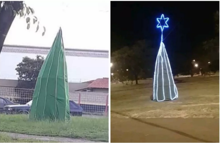 Árvore de Natal vira meme na internet; Prefeitura lamenta 