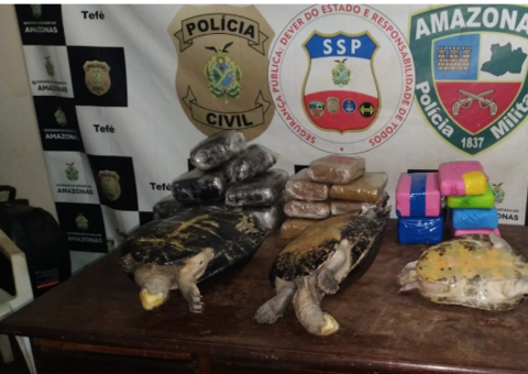 Com 26 kg de drogas e três quelônios, dupla é presa no Amazonas