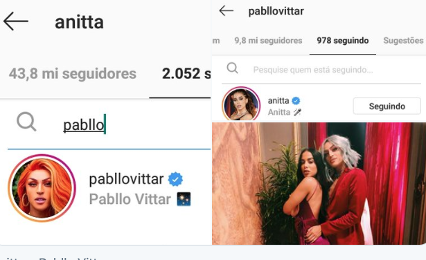 Anitta e Pablo Vittar voltam a se seguir no Instagram após serem anunciadas no Coachella