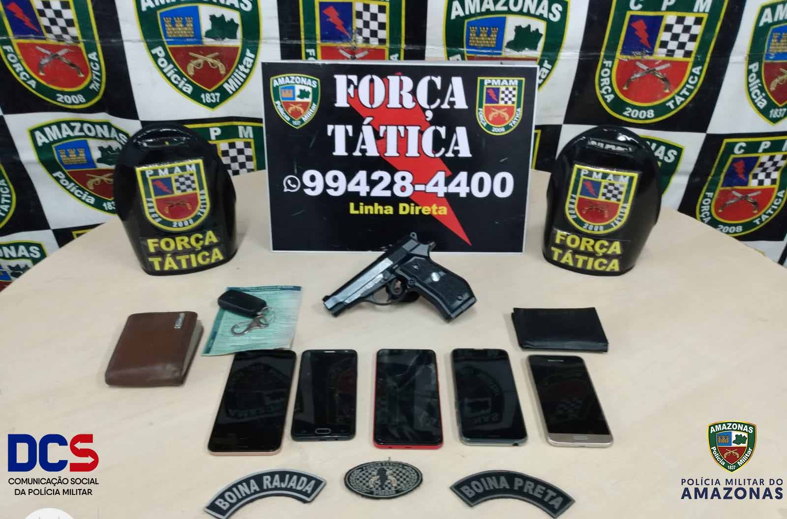 Com arma e celulares escondidos dentro de carro, suspeitos são presos em Manaus