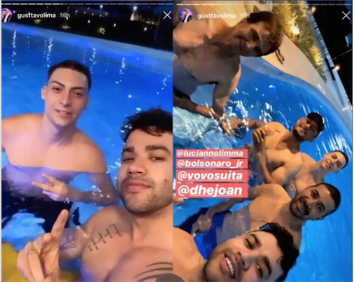 Após cancelar shows, Gusttavo Lima aproveita dias de folga com amigos e filho de Bolsonaro