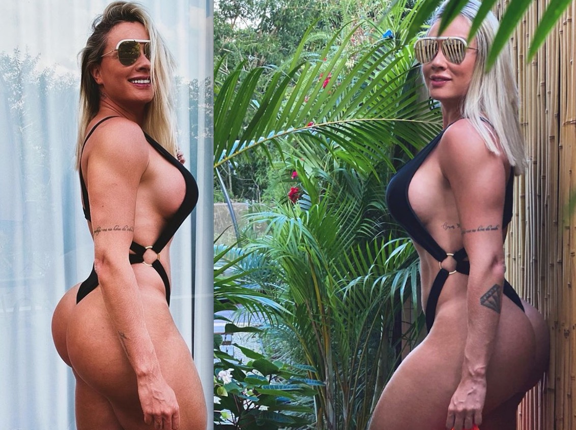 Juju Salimeni mostra bumbum gigante em maiô fio-dental que não 'dá conta do recado'