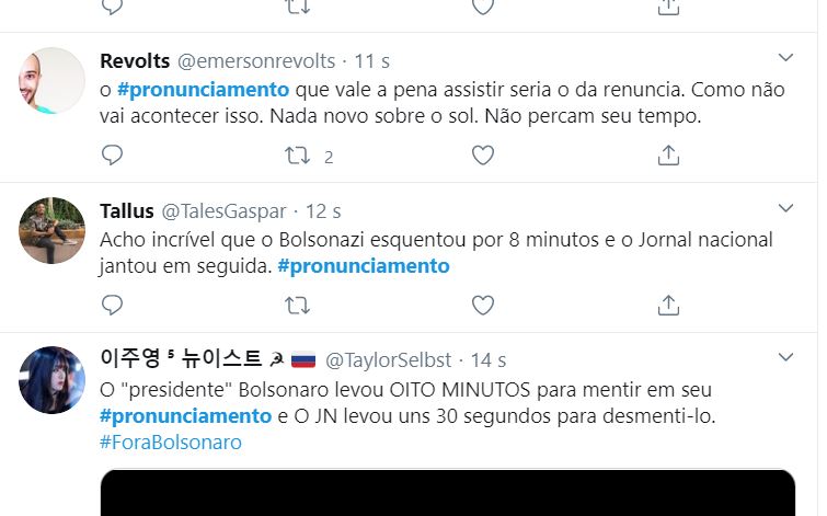 Após pronunciamento, Bolsonaro é massacrado na web e alvo de panelaço pelo 15º dia seguido