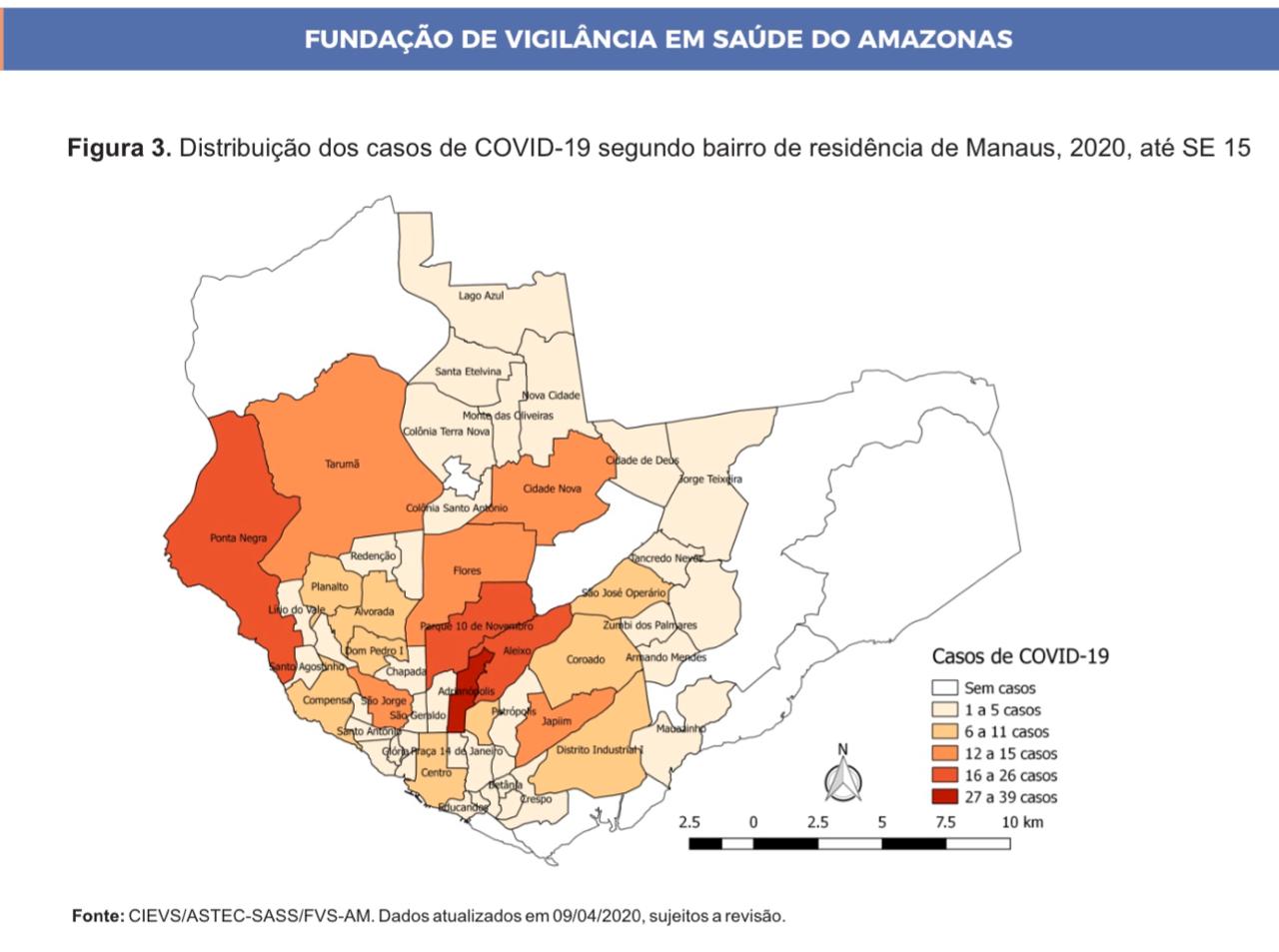 Casos de coronavírus são registrados em 56 bairros de Manaus, aponta FVS