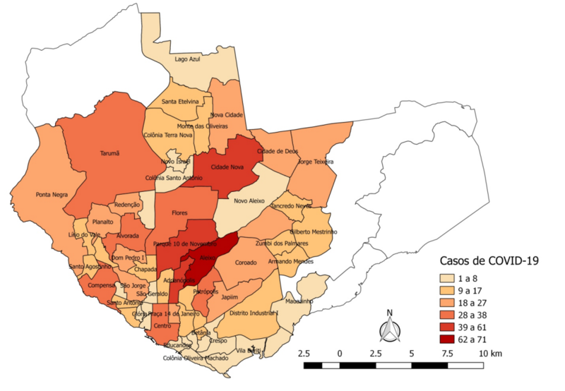 Covid-19 nos bairros: Aleixo lidera e Cidade Nova tem aumento dos casos em Manaus