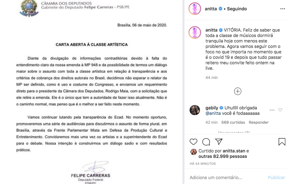 Após bater boca com Anitta, deputado volta atrás de emenda que prejudicaria artistas