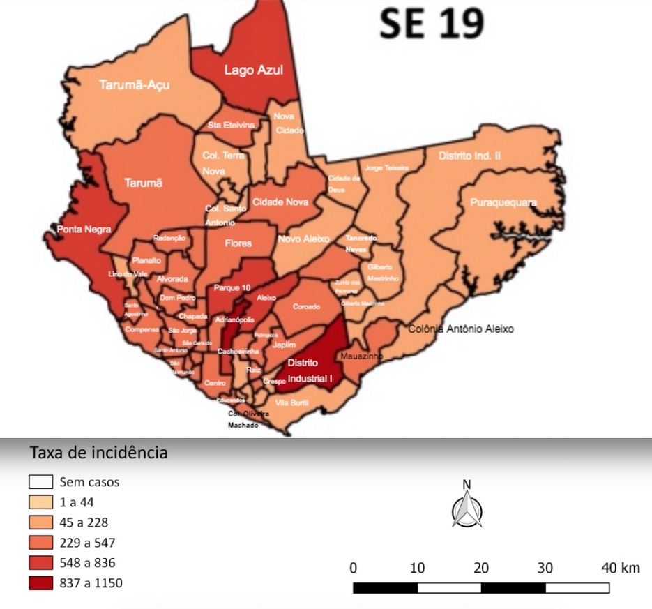 Veja o mapa de bairros com mais casos de coronavírus em Manaus