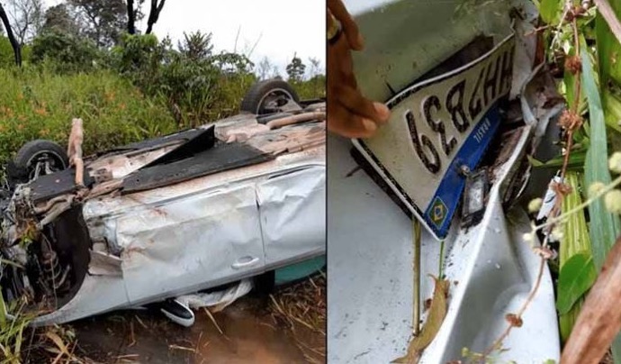 Carro do ex-namorado da miss Kimberly Mota é encontrado capotado na BR-174
