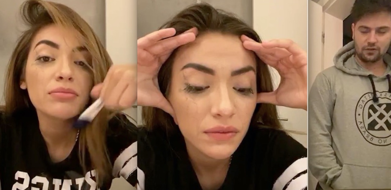 Youtuber Dani Russo chora ao fazer teste de gravidez durante live no Instagram