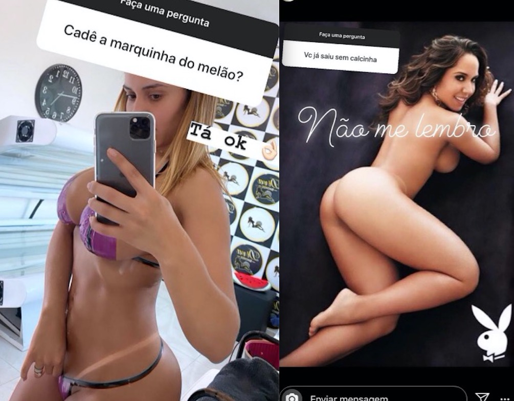 Seminua, Mulher Melão atiça marmanjos e responde perguntas indiscretas: 'você ***** bem?'