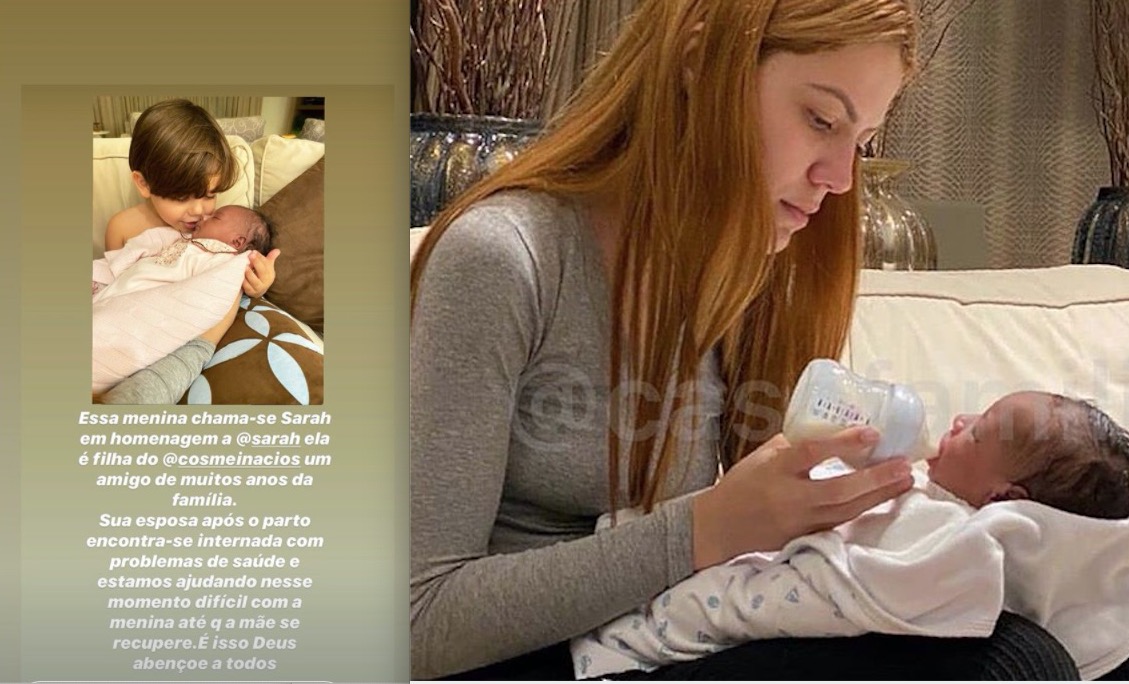 Mãe de três, Sarah Poncio surge com bebê e fãs suspeitam de barriga de aluguel