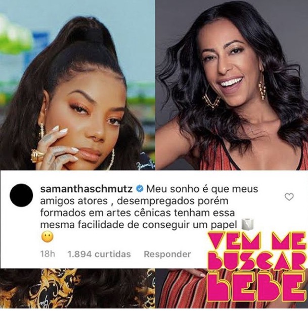 Samantha Schmutz alfineta Ludmilla por papel em série da Globo