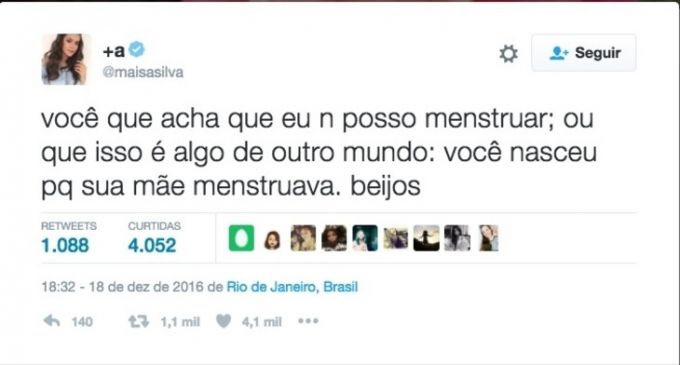 Ô menstruação desregulada', reclama Maisa no Twitter - 01/06/2020 - UOL  Universa