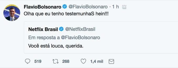 Você está louca, querida', diz Netflix a filho de Bolsonaro