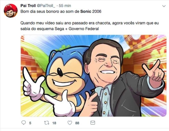 Música do game Sonic é usada em vídeo de Jair Bolsonaro e perfil do  personagem responde