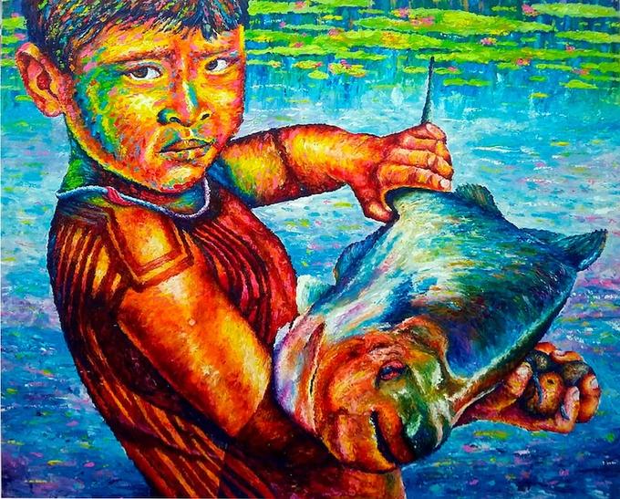 Pinturas mostram o quotidiano do indígena...