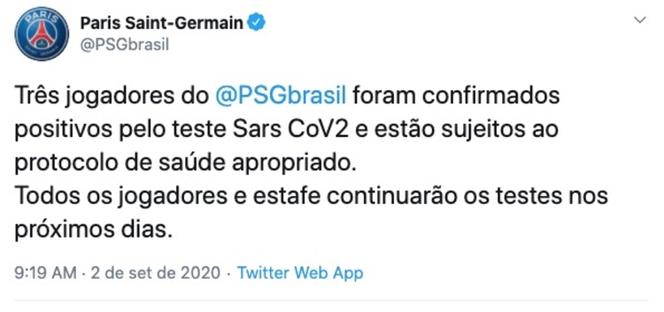 Clube anunciou no Twitter/ Foto: Reprodução/ Twitter 