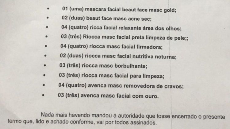 Produtos furtados foram, em maioria, máscaras faciais. Foto: Divulgação