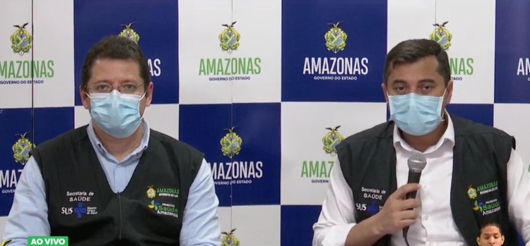 Secretário de Saúde, Marcellus Campêlo, em live com o governador Wilson Lima. Foto: Reprodução