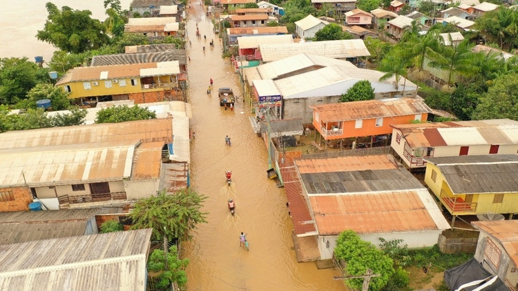 Cheia dos rios em Boca do Acre -  Foto: Defesa Civil de Boca do Acre/ Divulgação