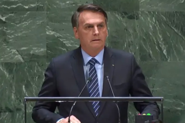 Presidente Jair Bolsonaro em discurso na ONU, em 2019 - Imagem: Reprodução 