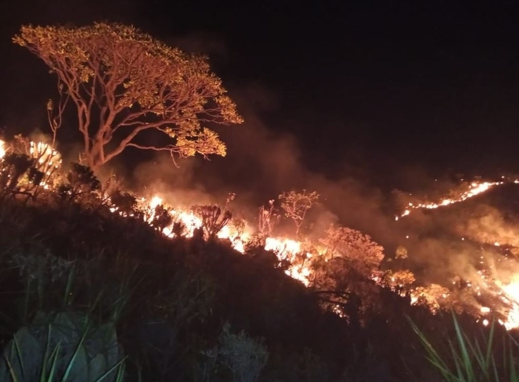 Incêndio florestal na Serra do Cipó, em Minas Gerais — Foto: Corpo de Bombeiros/Divulgação