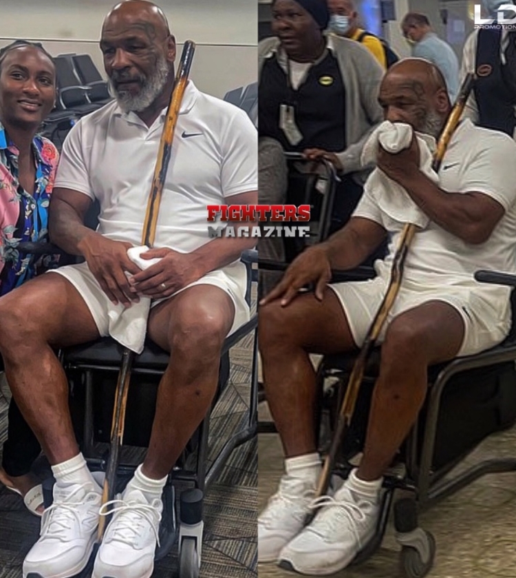 Mike Tyson em cadeira de rodas em aeroporto - Imagem: Reprodução/Twitter