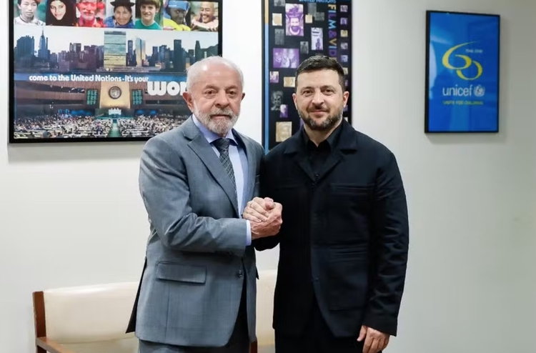 Lula se reuniu com Zelensky em Nova York — Foto: Roberto Stuckert/ PR