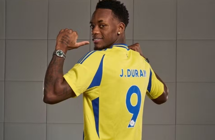 Jhon Durán foi uma das contratações mais caras da história do Al-Nassr. Foto: Al Nassr Football Club/ Handou
