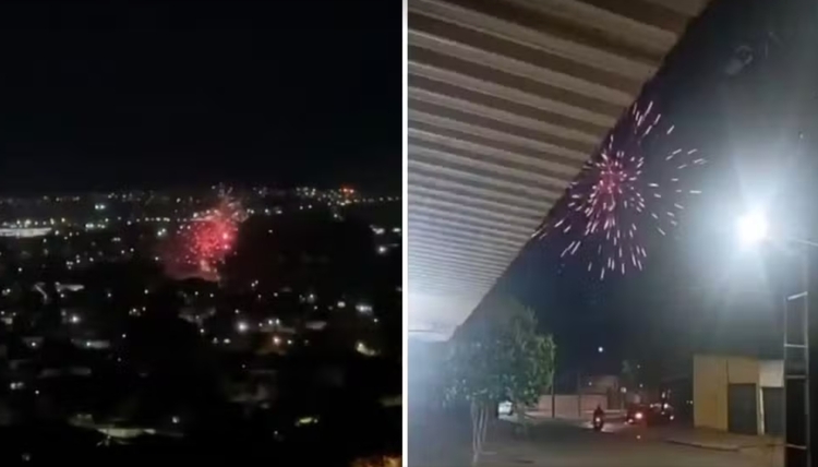 Foguetório simultâneo assusta moradores em cidades de Goiás — Foto: Reprodução/Tudo em Goiânia