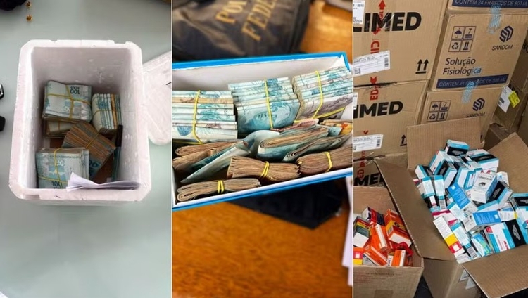 Dinheiro apreendido na casa de um dos sócios de uma empresa - Foto: Divulgação  PF