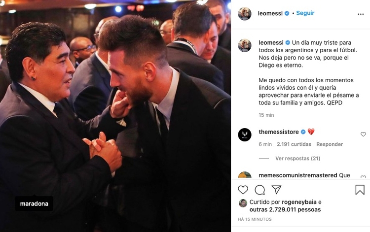 Messi e Maradona - Foto: Reprodução/ Instagram